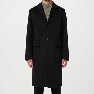 NEW Frank and Oak The Michel Recycled Wool Topcoat Black Small